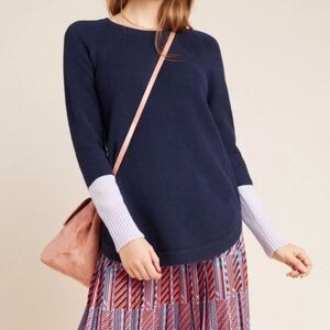 Anthropologie Rebekah Sweater tunic Navy And Lilac